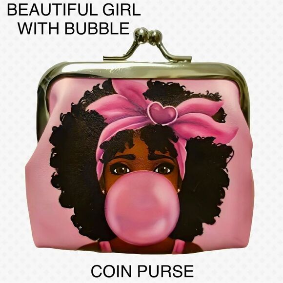NWT BEAUTIFUL GIRL WITH BUBBLE SUPER CUTE COIN PURSE - Picture 1 of 1